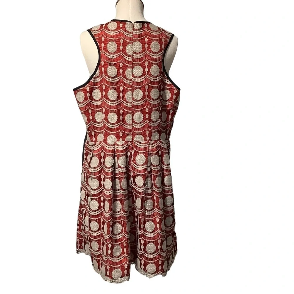 HUNTER BELL‎ Maraschino Lace Fit & Flare Dress Size 14 Altered Red White